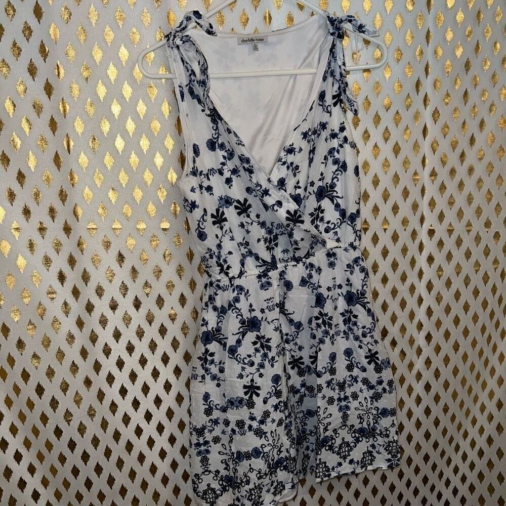 Clase azul inspired short dress white and blue Charlotte Russe size S